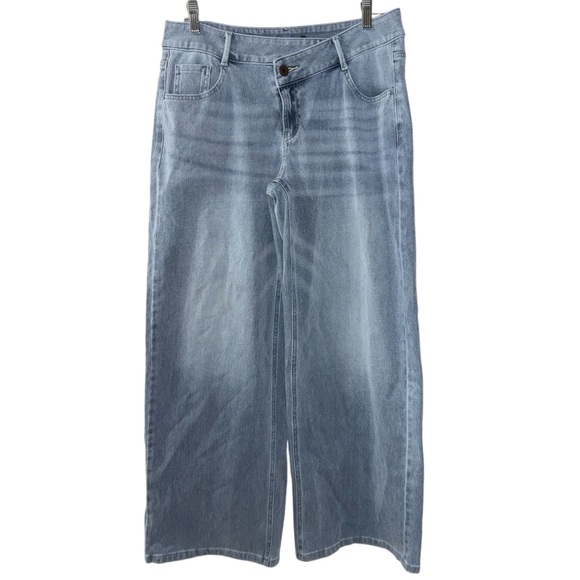 Halara Flex Asymmetric Low Rise Zipper Pockets Baggy Wide Leg jeans Sz Small - Picture 4 of 15